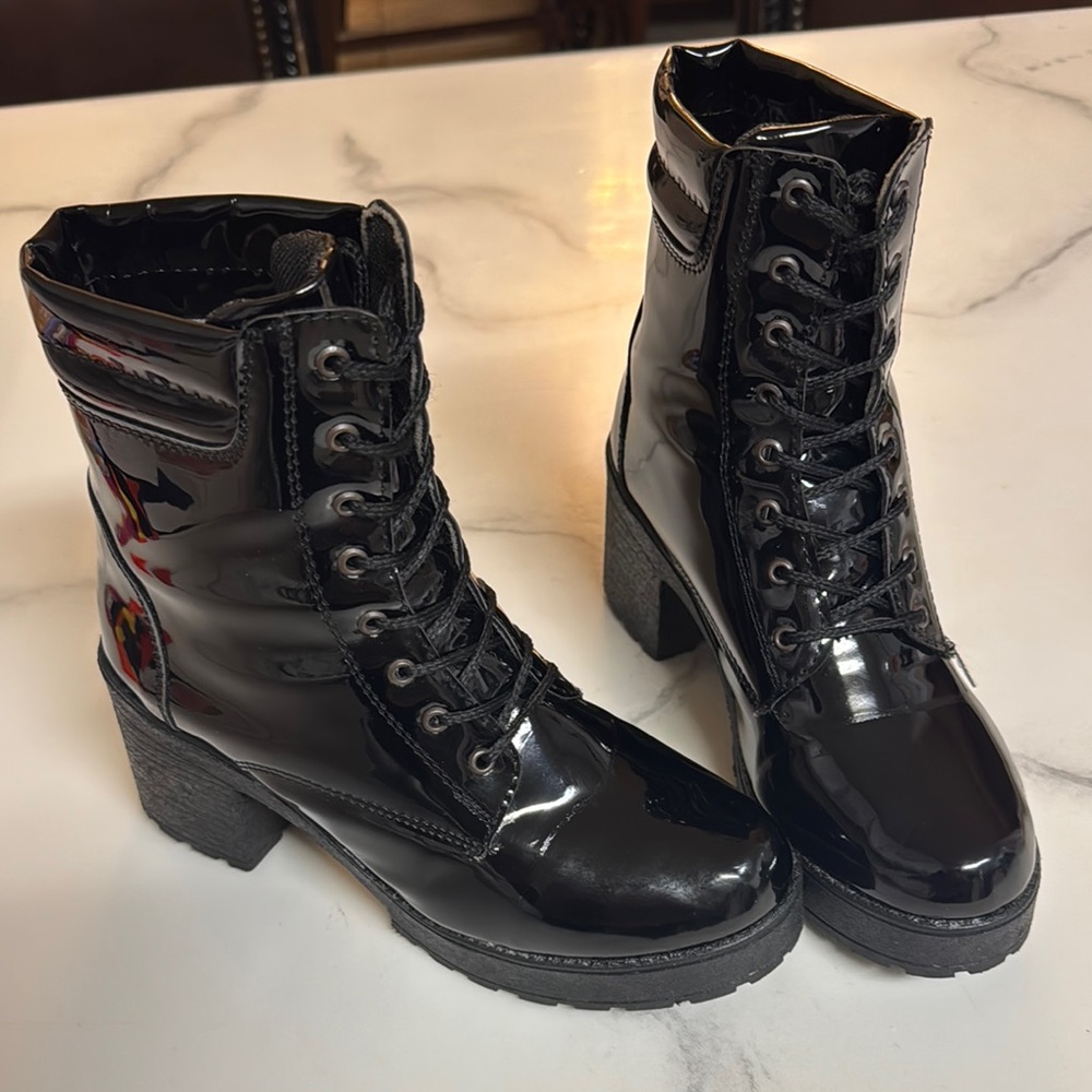 Black Patent Leather Women's Boots